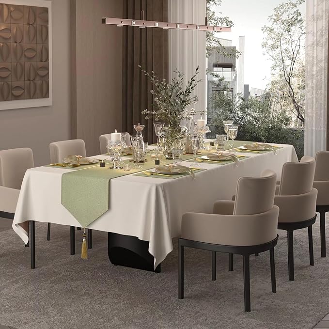 Rectangle Tablecloth 70''x140'', Waterproof Washable Double-Sided Table Cloth, Soft Thick Classic Table Cover for Dining, Wedding, Party Decorations, Cream