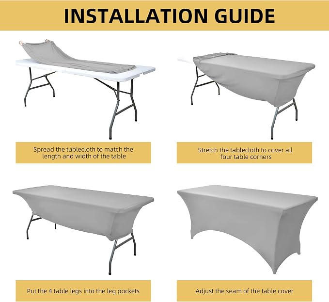 109 2-Pack 4ft Spandex Table Covers for Rectangular Folding Tables - Wrinkle Resistant Stretch Tight Table Cloths - Ultimate Fitted Table Protector for Parties, Banquet, and Wedding