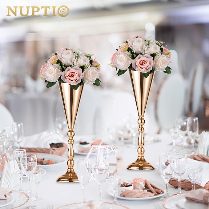 NUPTIO Flower Balls for Table Centerpieces: Artificial Rose Arrangement | 2 Pcs Peachy Pink & Creamy White Fake Floral for Wedding Birthday Party Bridal Shower Decor