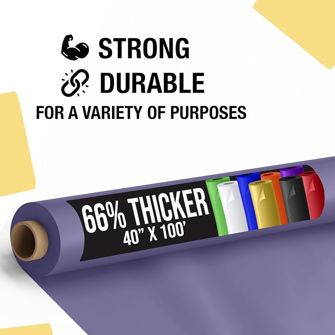 Party Solids 66% Thicker Premium Lavender Plastic Table Cover Roll 40" X 100' Table Cloth Plastic Cover Roll Quality Thick Banquet Rolls Disposable Tablecloth Rolls Strong American Based Company