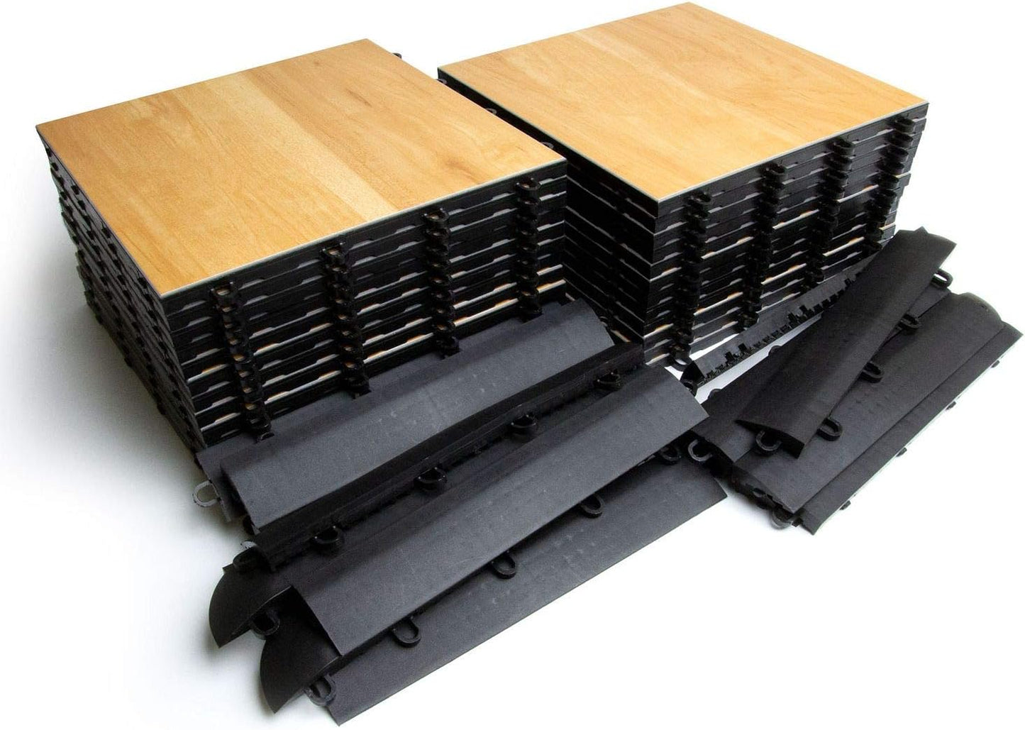 Big Floors 5X5MAPLEFLOOR Interlocking Lightweight Plastic Modular Dance Floor Kit (5' x 5'), Maple, 45 Piece