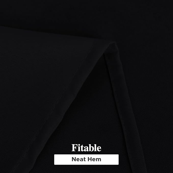 Fitable 6 Pack Black Round Tablecloths - 120 Inches Round - Wrinkle and Stain Resistant Fabric Table Clothes, Washable Polyester Table Covers for Wedding, Party, Banquet, Formal Events