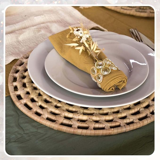 Crystal Metal Napkin Rings Set, Elegant Wedding/Party Table Decor, Shiny Holiday Dinner Accessories Bulk, Bridal Shower Gift, Anniversary, Christmas, Home Decor Essentials (Gold, 24-Pcs)