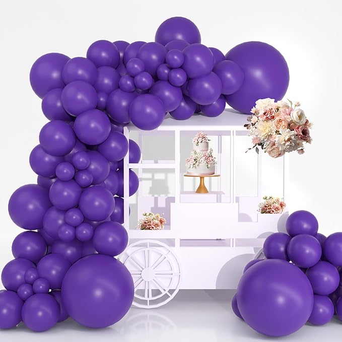 Dark Purple Balloons Different Sizes, 18 12 10 5 Inch Double Stuffed Royal Purple Balloons, Dark Purple Balloon Arch for Boho Party, Baby Shower, Birthday, Weddings (RoyalPurple）