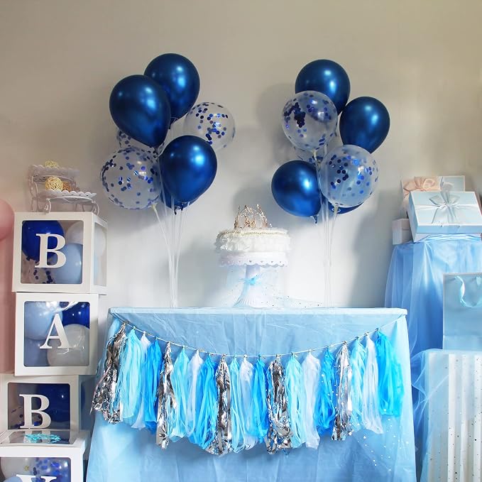 ZJDHPTY 4Set Blue Balloon Stand Table Centerpieces Party Decor | Blue Balloons,Blue Party Decorations for Birthday Graduation Retirement Anniversary Father's Day,New Years Eve Party Supplies