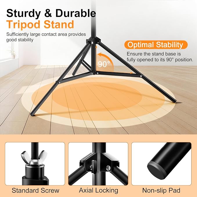 Backdrop Stand, 10x7ft(WxH) Photo Background Stand Adjustable Support Kit with 2 Crossbars, 8 Backdrop Clamps, 2 Sandbags and Carrying Bag for Parties Photography Wedding Decoration