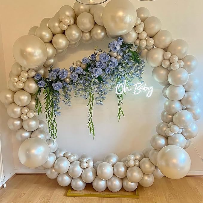 108Pcs Pearl White Double Stuffed Balloons Different Size, 18/12/10/5 inch White Pearl Ivory Balloons Garland Arch kit for Wedding Birde to be Engagement Birthday Baby Shower Decorations