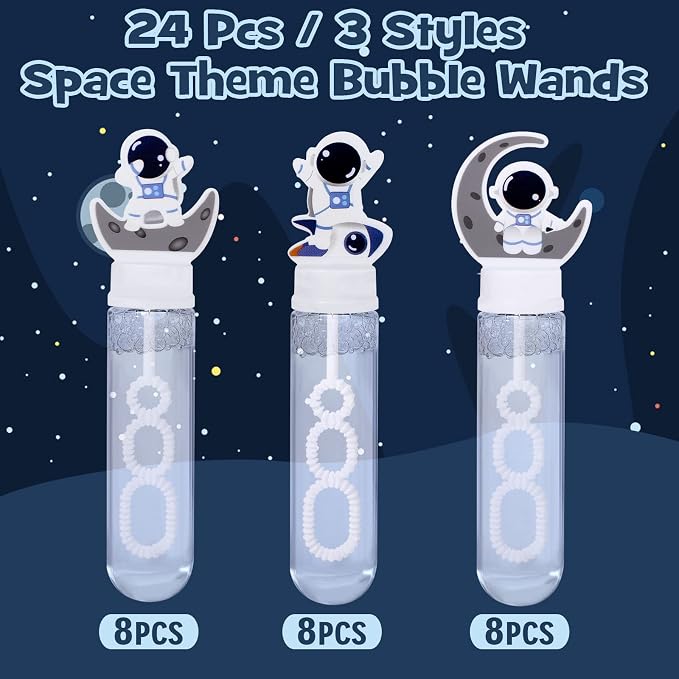 Winrayk 24 Large Astronaut Bubble Wands with Gift Box, Space Party Favors Kids Bubbles Bulk, Pinata Filler Goodie Bag Stuffer Carnival Prize Birthday Gift Summer Galaxy Outer Space Themed Party Favors
