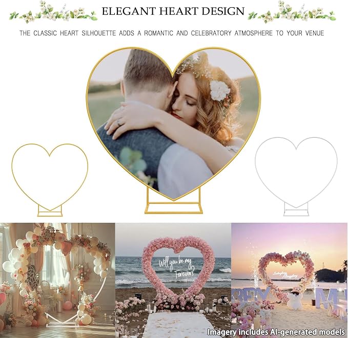 Heart Balloon Arch Stand with Base | 6.7ft Heart Shaped Metal Arch Backdrop Stand Kit,Large Size Metal Love Balloon Arch Kit for Wedding,Bridal(White)