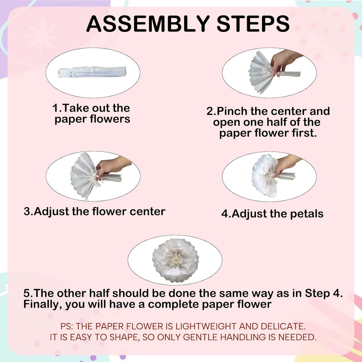 Blue Paper Flower Pom Poms Wall Decorations for Baby Showers, Weddings, Birthdays, Bridal, Tea Parties, Engagement, Home Decor