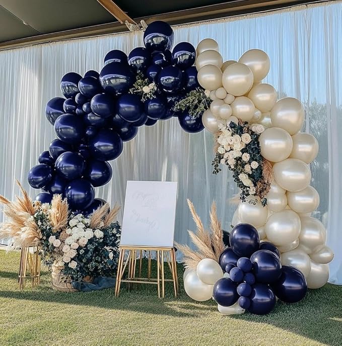 Navy Blue Balloons Double Stuffed Dark Royal Blue Balloon Garland Different Sizes 18/12/5in Pearl Balloon Arch Kit for Graduation Wedding Birthday Baby Shower Father's Day Party Decorations
