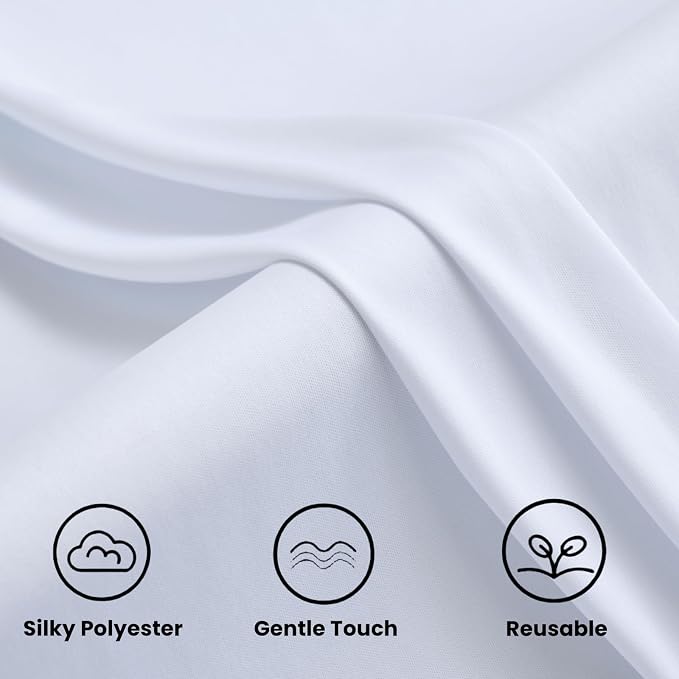 40FTx12FT White Wrinkle-Free Wedding Backdrop Curtain -Silky Washable White Polyester Drapes for Baby Showers, Birthday Parties, Photography, and Wedding Receptions-8 Panels 5FTx12FT