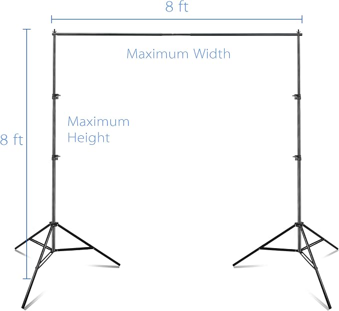 EMART Photography Backdrop Stand, 8 x 8 ft Adjustable Photo Background Holder, Back Drop Banner Support Frame Kit for Photoshoot Video Studio, Birthday Party