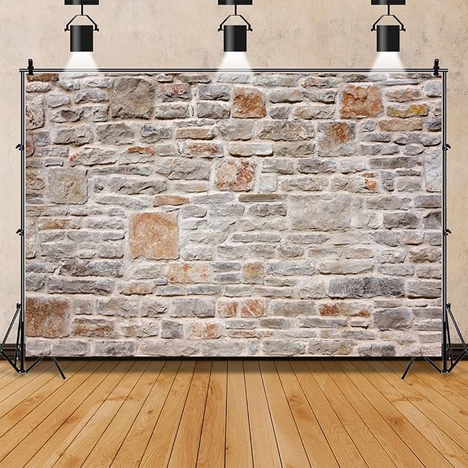 AOFOTO 5x3ft Stone Wall Backdrop Vintage Rock Stone Textured Photography Background Medieval Vineyard Old Castle Cobblestone Brick Wall Birthday Party Scene Setters Decoration Photo Booth Props