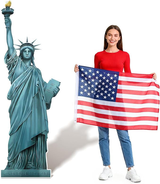 6 Ft Statue of Liberty Cardboard Cutout 250th Anniversary Decoration Cutout Life-Size Patriotic New York City Themed Photo Booth Prop for Patriot Day Veterans Labor Day Party Decoration