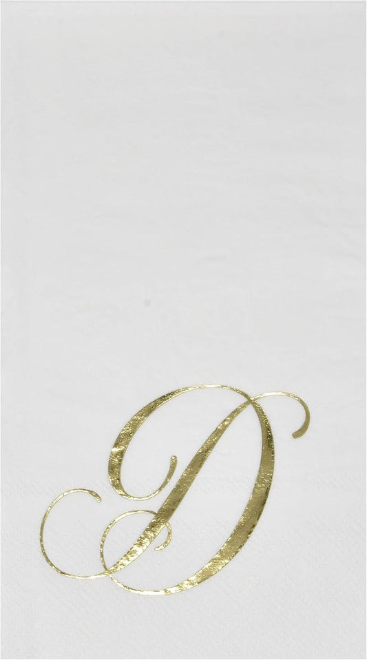 D Monogram Guest Napkins 100 Pack Initial Letter Personalized Napkins Paper Disposable Bathroom Towels Wedding Party Table Decor Supplies