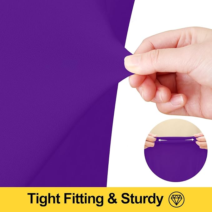 Smiry Spandex Tablecloth 2 Pack, Elastic Fitted Stretch Tablecloth for 8FT Rectangle Tables, Waterproof Washable Table Cover Skirt for Wedding, Banquet & Parties (Purple, 96Lx30Wx30H Inch)