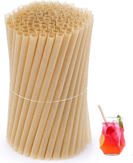 HANSGO Cocktail Straws, 5 Inch Short Sugarcane Straws Disposable Mini Cocktail Stirrers for Bar, 100PCS, Natural Brown