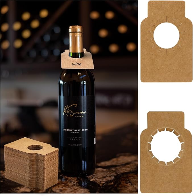 500 PCS Kraft Paper Wine Bottle Tags Brown Wine Bottle Neck Tags Blank Wine Bottles Hanging Labels for Cellar, Champagne, Wine Racks Marker, Double Sided
