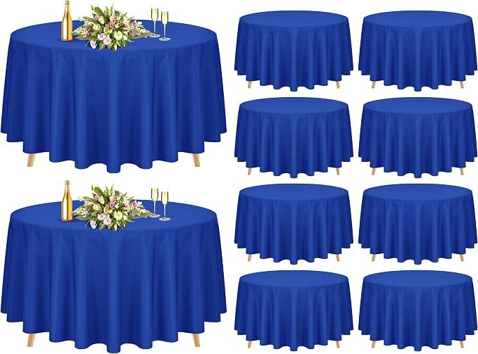 10 Pack Royal Blue Round Tablecloths 90 Inch, Polyester Round Table Cloth Circle Bulk Linen Washable Table Cloth Stain and Wrinkle Resistant Circle Table Cover for Wedding Party Dining Banquet
