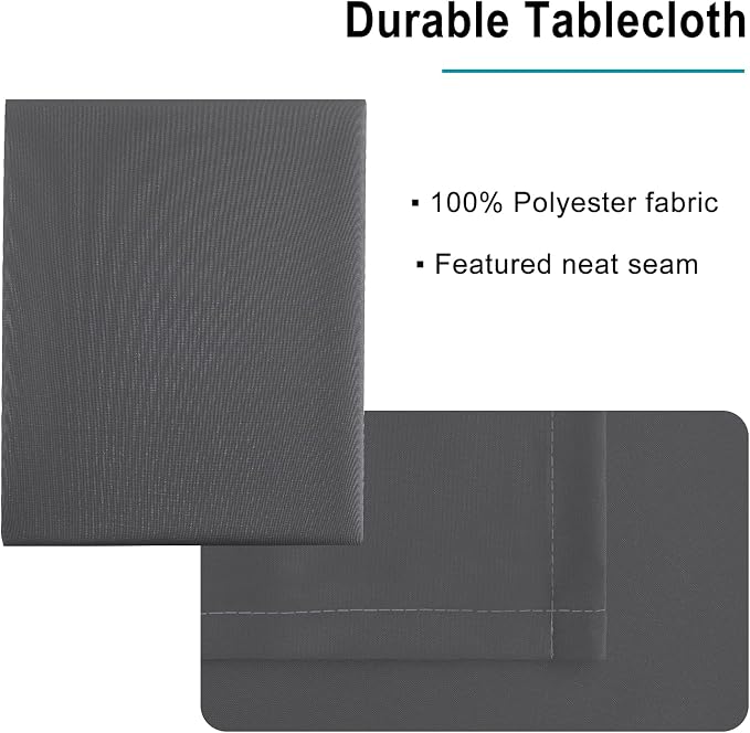 Hiasan Grey Tablecloth for Rectangle Tables - Waterproof and Spillproof Washable Fabric Table Cloth for Dining Room Kitchen Party, 60 x 102 Inch