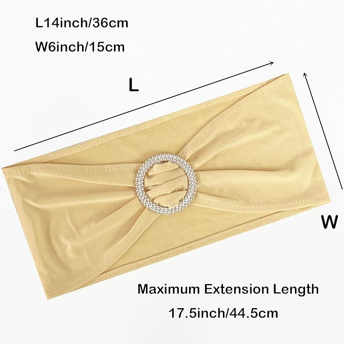 Spandex Chair Sashes Bands 30PCS Stretch Chair Ties Bows with Buckle Slider for Wedding Party Banquet Decoration (Red Champagne)…