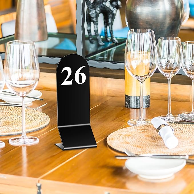 Remerry 50 Pcs Table Numbers 1-50 Acrylic Double Sided Number Cards for Restaurant Acrylic Tent Table Holders Tent Cards Wedding 2.36 x 6.3 Inch(Black)