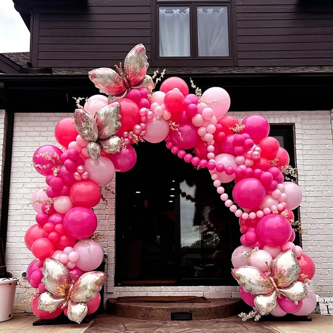 Pink Balloon Arch, Mother's Day Balloons Hot Pink Light Pearl White Latex Balloon for Girls Women Birthday Mother's Day Wedding Baby Shower Bridal Shower Bachelorette Engagement Party Decorations