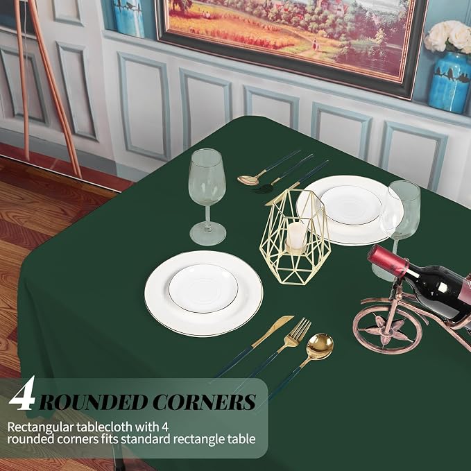 8 Pack Polyester Tablecloth 60 x 126 Inch Hunter Green Tablecloth for 8 Ft Rectangle Tables,Stain and Wrinkle Resistant Washable Fabric Table Covers Polyester Table Clothes for Wedding Parties Banque