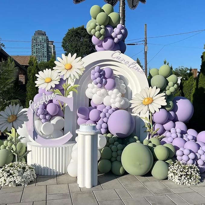 Dusty Purple Double Stuffed Balloons Different Size 115Pcs 5/10/12/18" Light Purple Balloon Arch Garland kit for Birthday Baby Shower Bridal Shower Fairy Gender Reveal Party