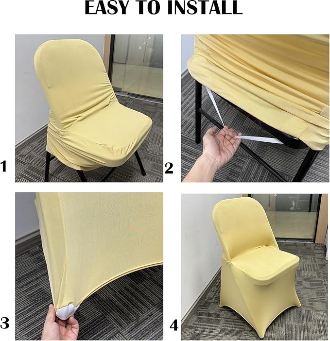 40PCS Stretch Spandex Folding Waterproof Chair Covers,Universal Fitted Chair Cover Protector for Wedding Party Banquet Holidays Celebration Decoration(Champagne)