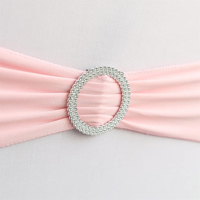 Dimatic Spandex Chair Sashes Bands 50PCS Stretch Chair Cover Ties Bows with Buckle Slider Wedding Party Reception Banquet Decoration (Pink)