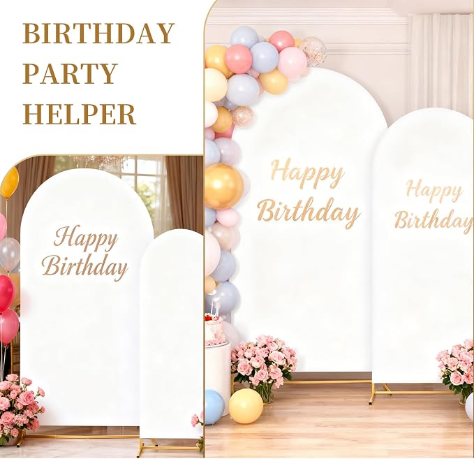Toolterritary Metal Arch Backdrop Stand and Cover Set of 2, Sturdy 7.2FT, 6FT Party Backdrop Set, Wedding Arch Frame and Cover Set for Birthday, Baby Shower,Christmas, Anniversary