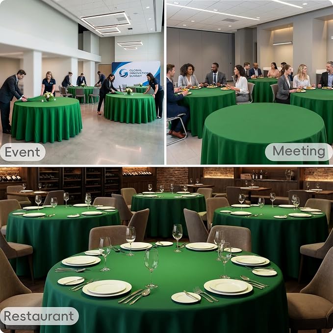 8 Pack Green Round Tablecloth 120 Inch Green Table Cloth Round Tables, Washable Polyester Tablecloth Reusable and Wrinkle Resistant Decorative for Wedding Party Dining Banquet