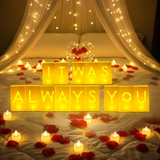 "It was Always You Light Up Letters - Luminary Paper Bags to be Used as Anniversary Decorations and Proposal Decorations for Your Loved One
