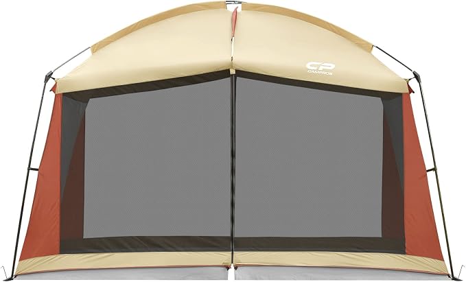 CAMPROS CP Screen House 12 x 10 Ft Screened Mesh Net Wall Canopy Tent Screen Shelter Gazebos for Patios Outdoor Camping Activities - Beige
