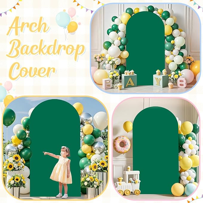 Arch Spandex Cover 7.2x4FT Emerald Green Wedding Arch Cover Backdrop Fabric Chiara Wall Arch Stand Cover Happy Birthday Arch Covers Stretchy Backdrop for Baby Shower Party Banquet Decorations