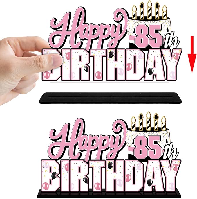 LINGTEER Happy 85th Birthday Pink Acrylic Table Topper Centerpieces Set - Cheers to 85 Years Old Birthday 85th Bday Party Gift Decorations.