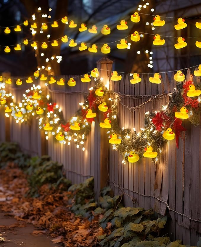 AceList 60 LED Rubber Ducks String Lights with USB & Waterproof Battery Box, Christmas Ducks, Unique Gifts for Jeep Ducks Lovers, Yellow Rubber Ducks for Party, Birthday, Christmas Decor