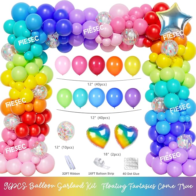 Tie Dye Birthday Party Decorations – 112PCs Rainbow Tie Dye Themed Party Supplies Set with Colorful Backdrop, Balloon Garland, Banner, Tablecloth, Cake Cupcake Topper