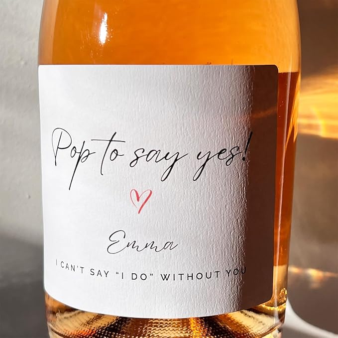 8 Champagne Bottle Label, Premium Textured Stickers, Proposal Idea for Bridesmaids, Maid of Honor & Matron of Honor (Pop to Say Yes, Regular (3x3.75))