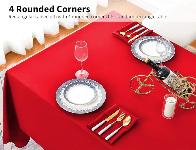 Surmente Red Christmas Tablecloth 60 x 102-inch Rectangular Polyester Table Cloth for Weddings, Banquets, or Restaurants
