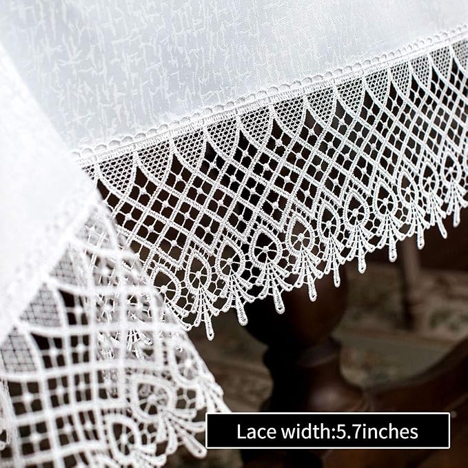 ARTABLE Lace Table Cloths Rectangle Fall Antique Flower Decor Macrame Tablecloth for Outdoor Farmhouse Rustic Kitchen Party Birthday Picnic (White-2, 52 x 70 Inch)