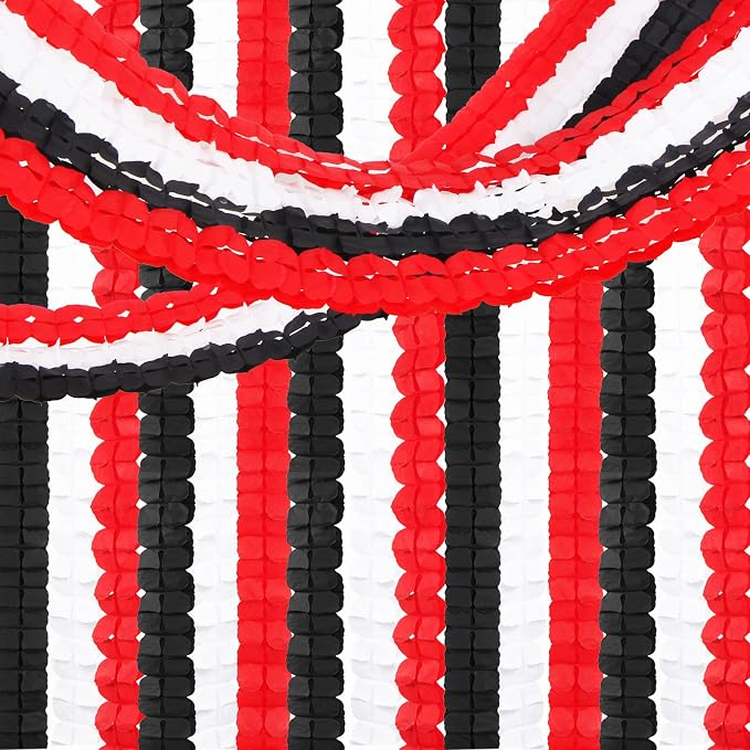 Black White-Red Party-Decorations Streamers Garland - 157Ft Graduation Four-Leaf Clover Hanging Banner,Men Boys Birthday Wedding Baby Bridal Shower Family Gathering Event Supplies Decor Hugtmr