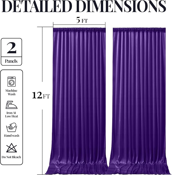 Purple Glitter Backdrop Curtains - 10x12FT Satin Photo Backdrop, Wrinkle-Free Shimmer Back Drop Cloth Shiny Drapes for Photobooth Wedding Birthday Parties Photoshoot Background Decorations