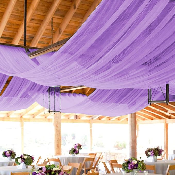 FOTSHARER Ceiling Drapes for Weddings 5x20FT 4 Panels Lavender Wedding Ceiling Drapes Arch Draping Fabric Chiffon Ceiling Drapes Sheer Fabric Wedding Ceiling Curtain Drape for Weddings Ceremony