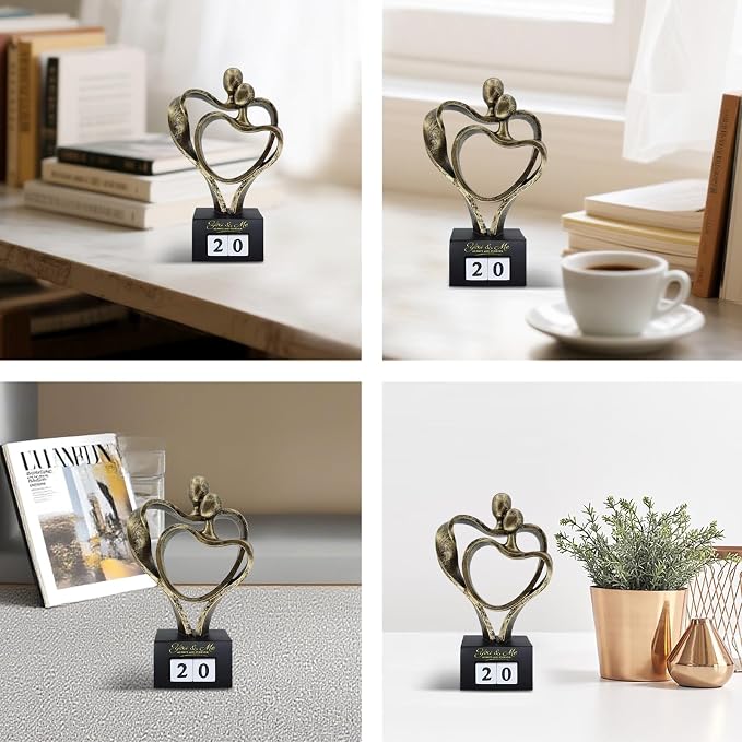 for Women Couple, 01-98 Years Bronze Couple Statue | Romantic Wedding Gifts for Couples, Abstract Resin Embracing Sculpture Home Decor for Shelf Bedroom
