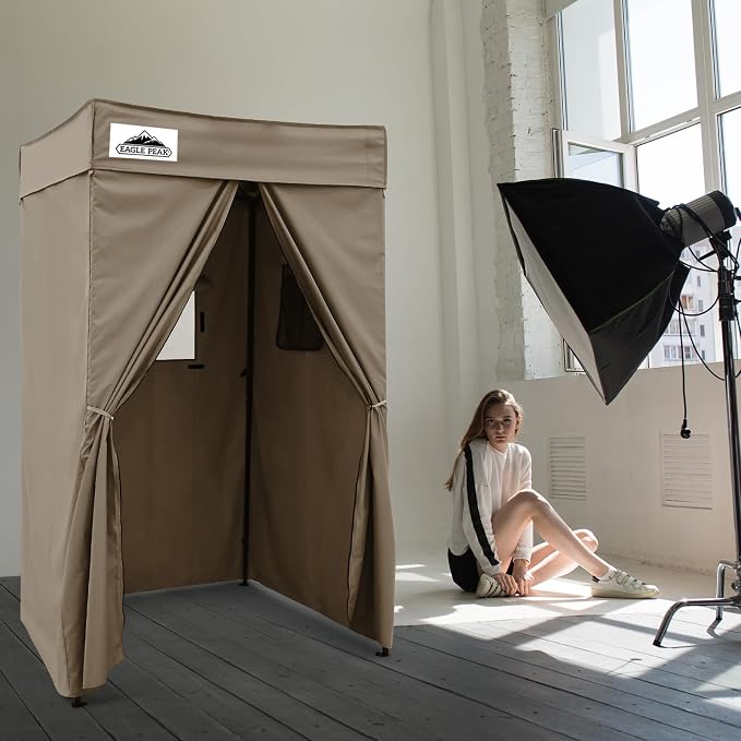 EAGLE PEAK 4x4 Pop Up Changing Tent, Flat Top Changing Room, Brown | Portable, Privacy Tent, Pool Cabana, Dressing Room, Shower & Toilet Use, Opaque Fabric, Instant Setup, Photoshoots, Camping