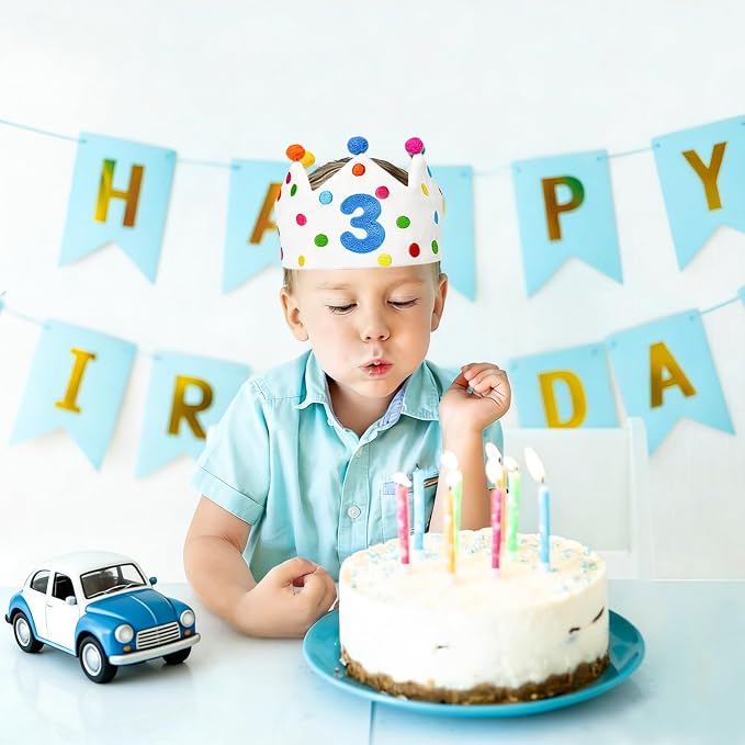 Personalized Hand Embroidered Birthday Hats Unique Happy Birthday Crowns Cute Party Hat for Boy Girl Fit All Ages