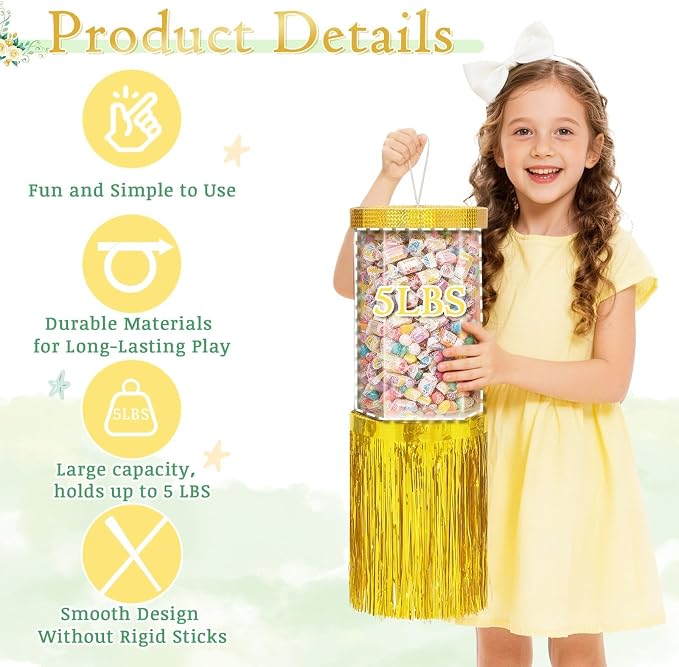 WERNNSAI Baptism Spinning Piñata - Baptism Spinning Party Supplies Piñata Bundle with DIY Stickers for Baby Sacrament Theme Birthday Party Game Decorations (13" x 7.8" x 7.8")